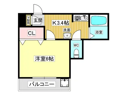 シャンラビーヌ(1K/1階)の間取り写真