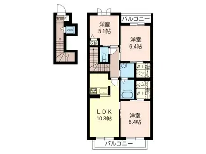 ヴェール天神(3LDK/2階)の間取り写真