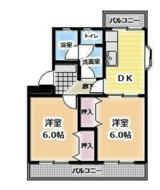 ルミエールI(2DK/2階)の間取り写真