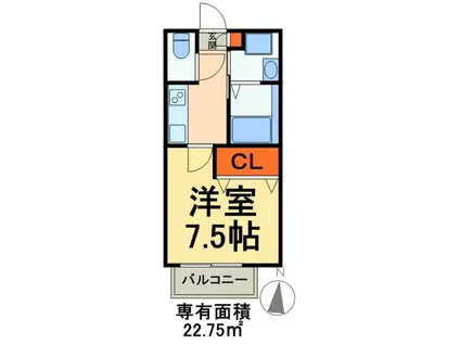 セレーナ上本郷B(1K/2階)の間取り写真
