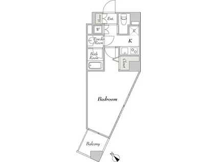 LUMIEC UN KAGURAZAKA ルミークアン神楽坂(1K/1階)の間取り写真