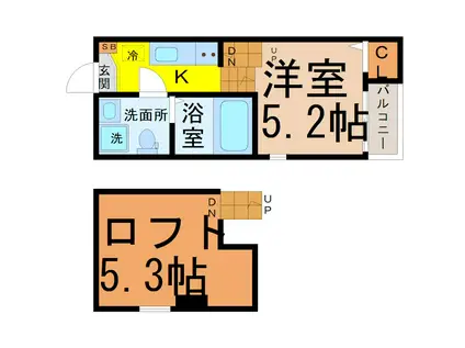 LICHT(1K/2階)の間取り写真