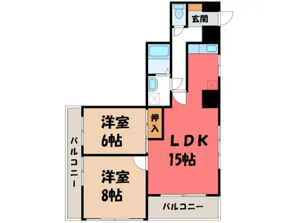 KAWA BUILDING(2LDK/7階)の間取り写真