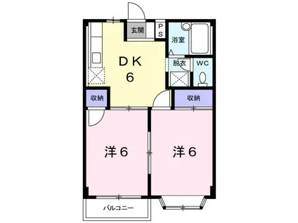 ハイツあららぎ(2DK/2階)の間取り写真