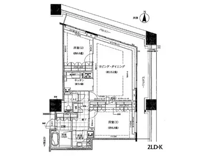 コンシェリア西新宿 TOWERS ウエスト(2LDK/37階)の間取り写真