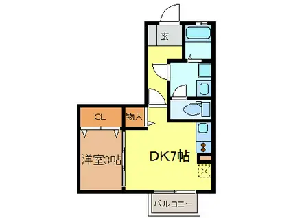 リビングタウン榎戸(1DK/1階)の間取り写真
