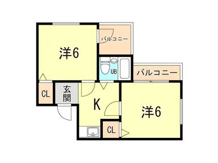 パラツオ姫島(2K/3階)の間取り写真