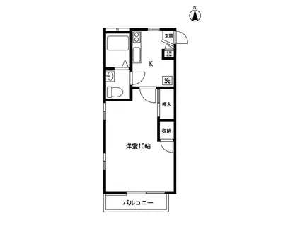 ベルハイム(1K/2階)の間取り写真