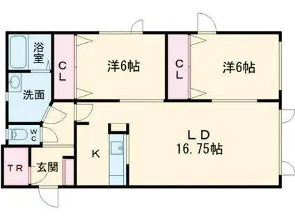 シルフィード木場町(2LDK/2階)の間取り写真