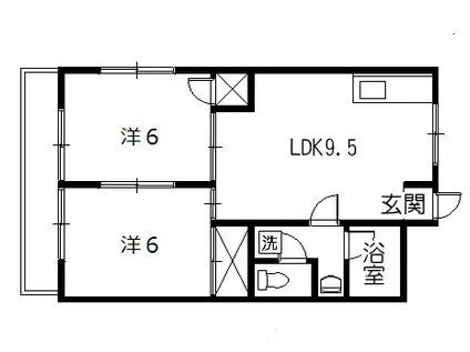 第五岡村ビル(2LDK/3階)の間取り写真