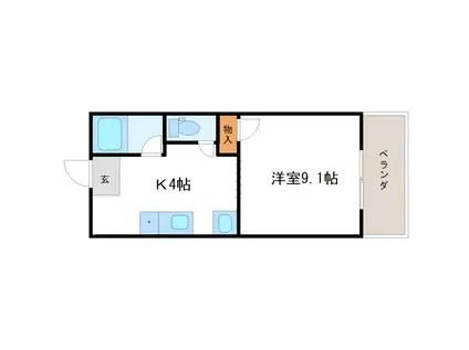 サンヴィレッジ山城(1DK/4階)の間取り写真