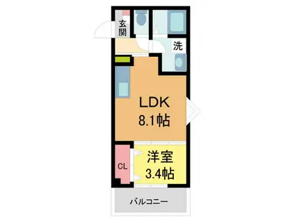 シエーナ川西中央3(1LDK/3階)の間取り写真