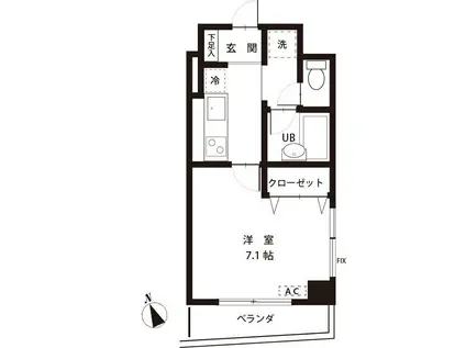 レジデンス千駄木(1K/8階)の間取り写真