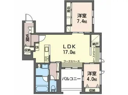ヒストリア堀川小泉(2LDK/2階)の間取り写真