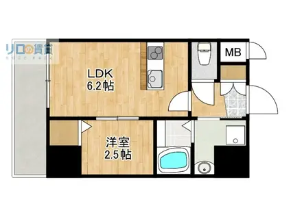 ONLYONEキセラタウン(1LDK/10階)の間取り写真