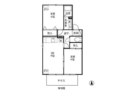 エクレールA(2DK/1階)の間取り写真