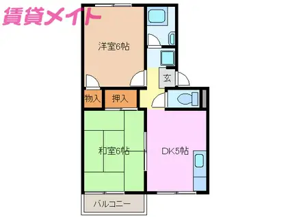 プレジール北斗七星(2DK/2階)の間取り写真