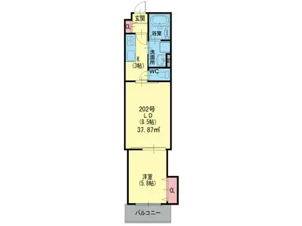 クリエオーレ大久保町(2K/2階)の間取り写真