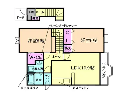 ブライトスクエアII(2LDK/2階)の間取り写真