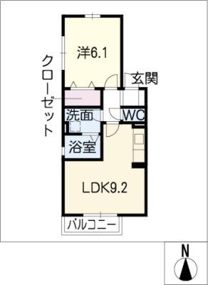 プランドール宮根台(1LDK/2階)の間取り写真