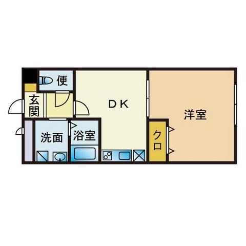 アムールFIVE(1DK/2階)の間取り写真