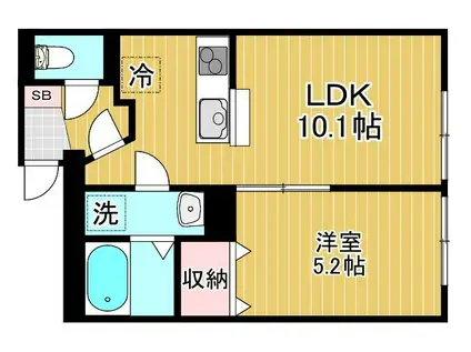 MONREVEII(1LDK/3階)の間取り写真