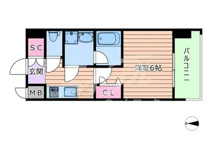 レオンコンフォート都島II(1K/12階)の間取り写真