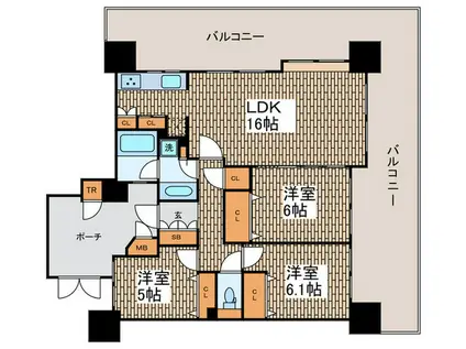 イト-ピア目黒ブランニュ-(3LDK/12階)の間取り写真