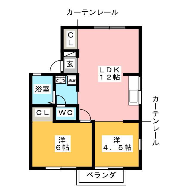 ファインハウス上矢部(2LDK/2階)の間取り写真