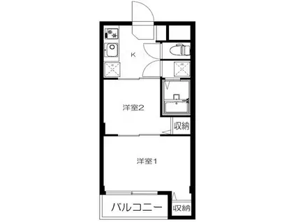 ビッグ武蔵野ひばりが丘(2K/2階)の間取り写真