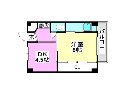 ビレッジハウス高田 1号棟(1DK/3階)の間取り写真