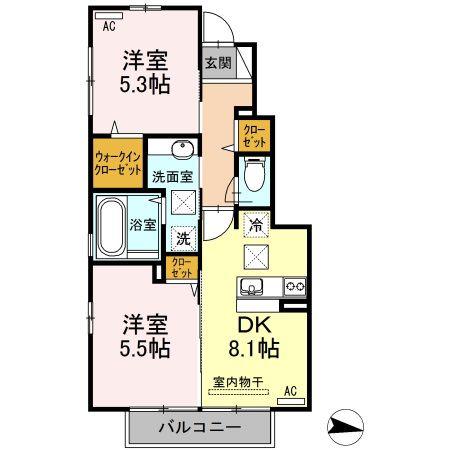 セントエミリオン(2DK/1階)の間取り写真