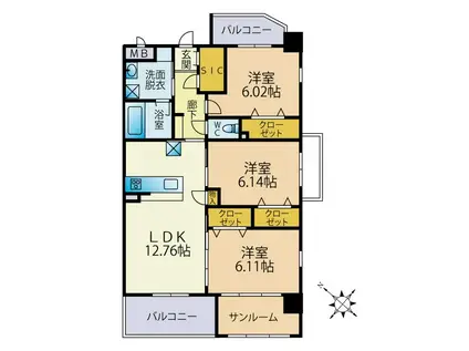 ENON GRANDE(3SLDK/5階)の間取り写真