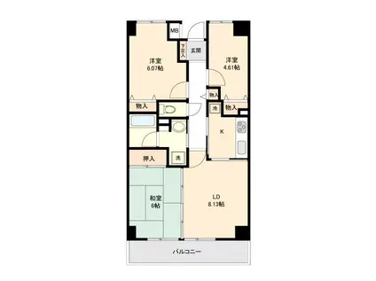 アーバンパーク市ヶ尾(3LDK/1階)の間取り写真