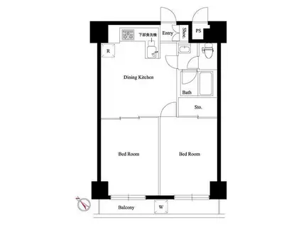 ライオンズマンション目黒青葉台タウンハウス(2DK/10階)の間取り写真