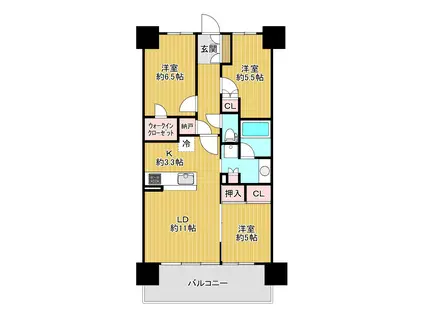プラウド新潟米山(3LDK/11階)の間取り写真