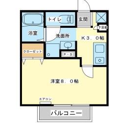 アパートメントハウス京口(1K/2階)の間取り写真