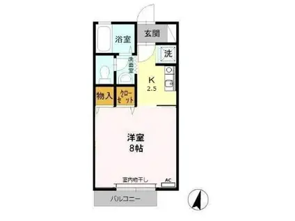 JHかけがわ(1K/1階)の間取り写真