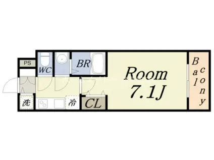クリスタルグランツみなとシティ(1K/2階)の間取り写真