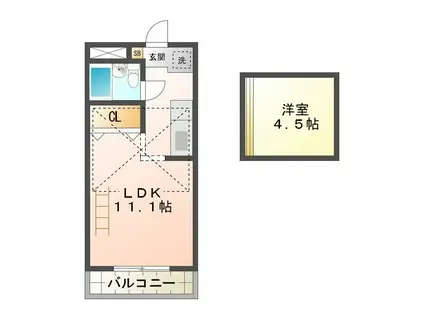 ミュゼ津駅(1LDK/4階)の間取り写真