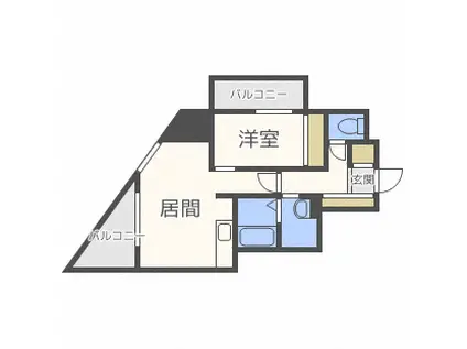 KDXレジデンス豊平公園(1LDK/9階)の間取り写真