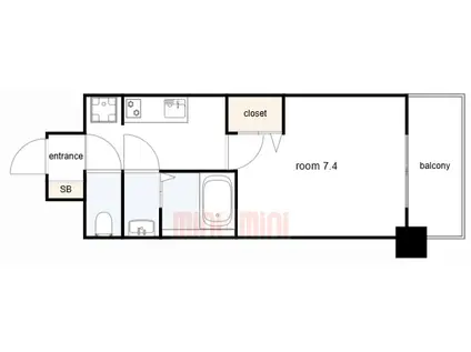 CION KOBE ウエスト(1K/8階)の間取り写真