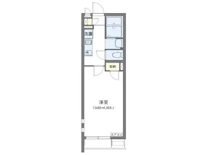 クレイノフローラ 六坊II(1K/2階)の間取り写真