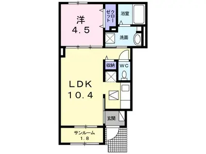 カーサミルト(1LDK/1階)の間取り写真
