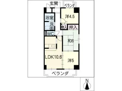 ディアコートすず(3LDK/4階)の間取り写真