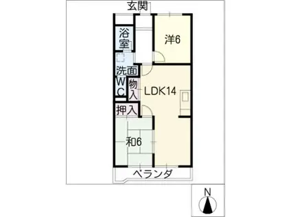 シャトースサキI(2LDK/3階)の間取り写真