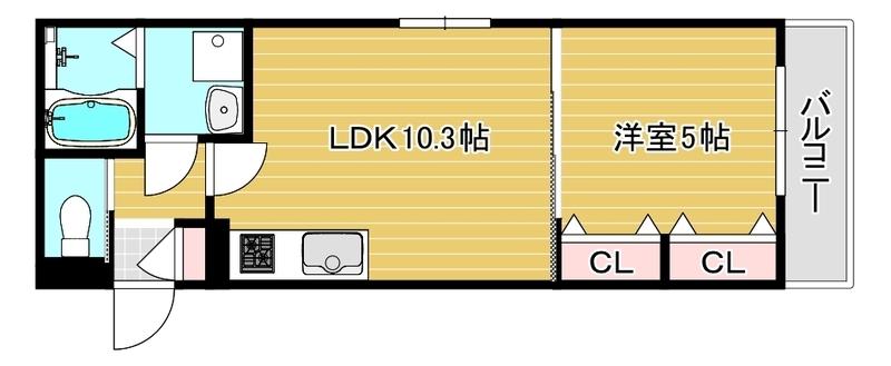 セレニティ衣摺(1LDK/2階)の間取り写真