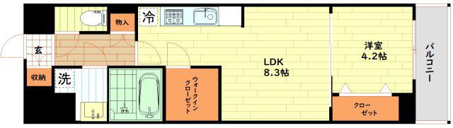 アーバネックス梅田中崎町II(1LDK/10階)の間取り写真