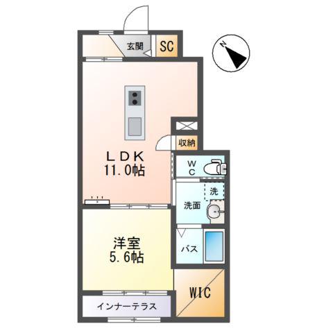 カーサ桜(1LDK/1階)の間取り写真