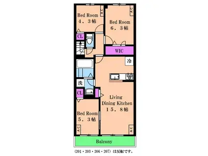 CLASIA JINDAIJI(3LDK/2階)の間取り写真